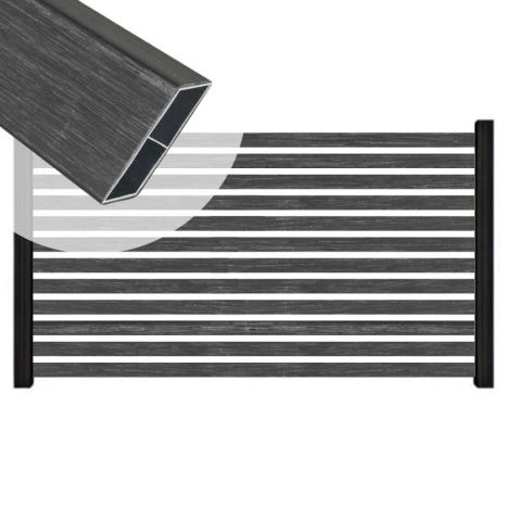 Zelfbouw schutting Louvre Rhombus zwart - tbv zwart aluminium palen (180 x 90 cm)